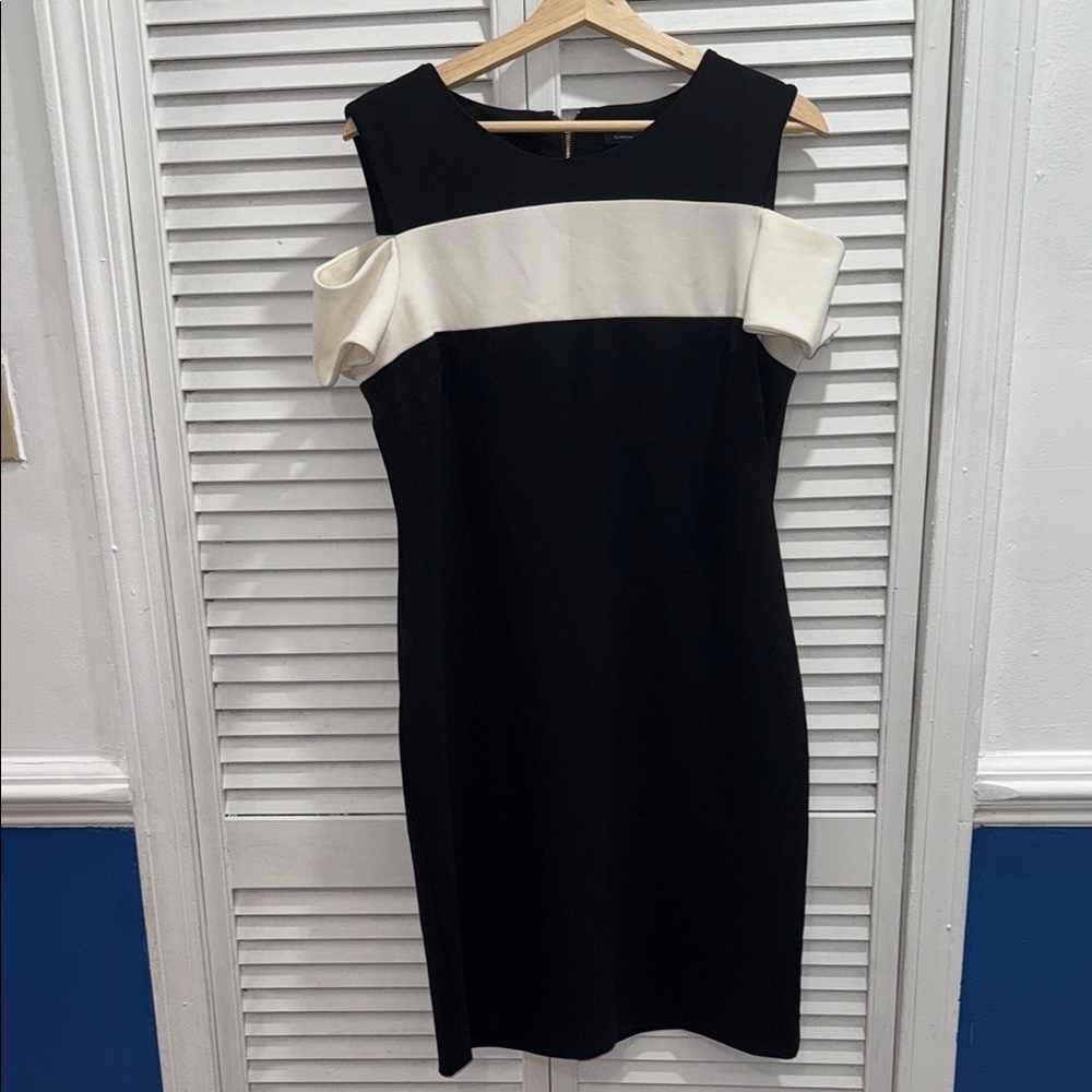 Tommy Hilfiger Black and Cream Midi Dress
